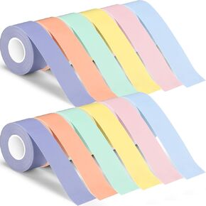 Fulmoon 12 Rolls Labels D30 Table Maker Tape 15 مم × 4 م/ 0.59 '' x 13.12 قدم ملصقات ملصقات الورق الحراري للاصوص على الشريط اللاصق المتوافق مع صانع D30 (Multicolor)