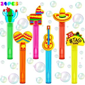 Fiesta Party Favors,24Pcs Mexican Taco Bubble Wand for Cinco De Mayo Fiesta Birthday Party Supplies,Classroom Prizes Pinata Goodie Bag Stuffers Gifts