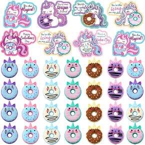 30 Pack Valentines Erasers Erasers for Kids Donut Erasers with Cards Valentines Exchange Toys for Boys Girls Holiday Goildies Fillers Fullers School Classroom Party Gowner
