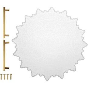 uxcell Silicone Tray Molds with 2pcs Gold Handles for Epoxy Resin Mandala Pattern Resin Tray Molds for DIY Craft Projects, Making Faux Agate Trays, Home Decoration, 9.4x9.4 Inch