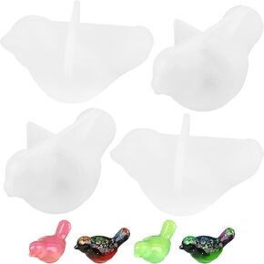 Framendino, 4 Pack Cute 3D Bird Epoxy Resin Molds Silicone Mould for DIY Crafts Small Ornaments
