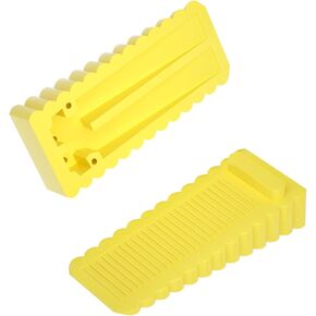 HOMOTEK 4 Pack Wedge Rubber Door Stops - Non-Slip Stoppers for Narrow Gaps 5-10mm, Stackable up to 15-45mm - Yellow Floor & Wall Protector for Door Bottom