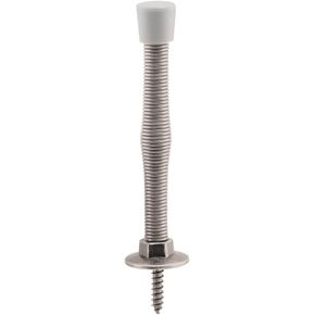 Prime-Line MP10112-1 Door Stop, Spring Steel, Satin Nickel, Rubber Tip, Baseboard Mount (Single Pack)