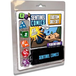 Greater Than Games | Sentinel Comics: Dice Set | Tabletop Role Playing Game Accessory | Superhero Storytelling | Includes 5 Custom Dice and Bag