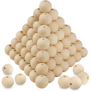 300 PCS Wood Beads, 1 Inch Diameter Wooden Beads for Crafts, Unfinished Wood Beads with Hole for Crafts, Various Jewelry Making, Car Seat Cushions, Home Decoration, DIY Project, by GNIEMCKIN.