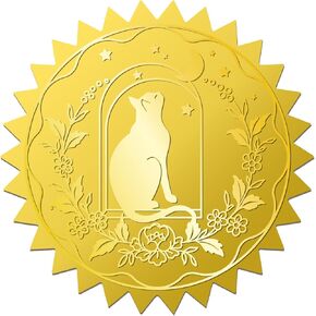 CRASPIRE 408PCS أسود Cat Moon Gold Foil ملصقات مقسمة Halloween 2 "الأظرف اللاصقة ذاتية الأختام مستديرة لدعوة الزفاف شهادات الشركات الدبلومات ديكور التغليف