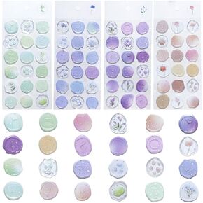 Wax Seal Stickers, 72 Pcs Clear Flower Premade Envelope Sealing Stickers Self-Adhesive Wax Seals for Wedding Invitation, Letter Envelope, Gift Wrapping Christmas
