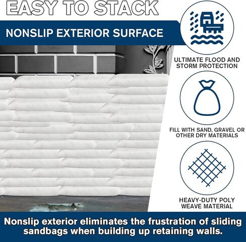 Threan 50 Pcs Sand Bags for Flooding Heavy Duty Sand Bags Sandbags for Flooding Tube Sandbags Empty Sand Bags for Water Barrier Flood Barrier(White) in Kuwait