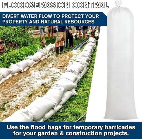 Threan 50 Pcs Sand Bags for Flooding Heavy Duty Sand Bags Sandbags for Flooding Tube Sandbags Empty Sand Bags for Water Barrier Flood Barrier(White) in Kuwait