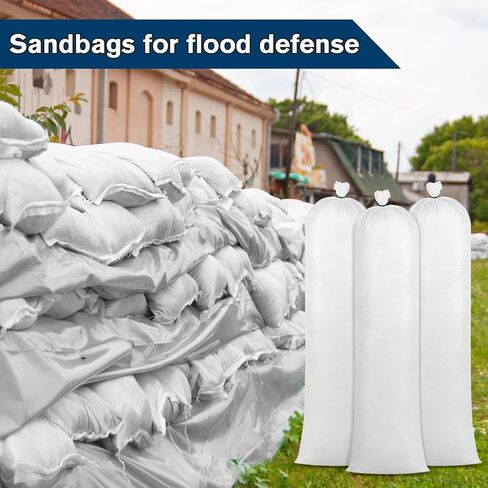 Threan 50 Pcs Sand Bags for Flooding Heavy Duty Sand Bags Sandbags for Flooding Tube Sandbags Empty Sand Bags for Water Barrier Flood Barrier(White) in Kuwait