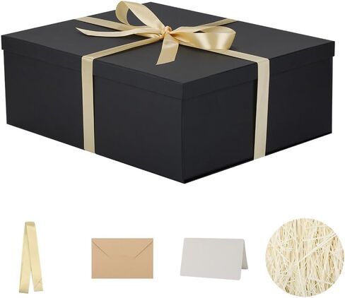 Extra Gift Box with Lid 17x13x6 Inches, White Gift Boxes for presents Packaging for Birthdays, Valentine's Day, Christmas, Anniversaries (Include Shredded Paper Fill, Envelope Card Ribbon) in Saudi Arabia