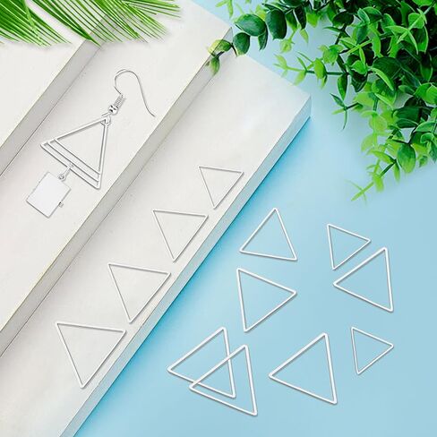 120pcs القائد الأقراط في العثور على المثلث الديكور المثلث المعدني المعدني المفتوح إطار الأطواق الحلق لصناعة المجوهرات صنع الحرف اليدوية (الفضة) in Kuwait