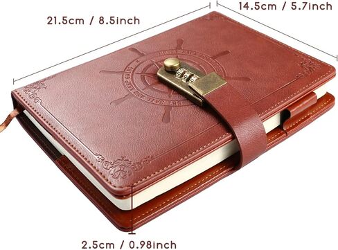 Kesote Diary with Lock, Refillable Journal with Lock Diary Organizer with Pen, Vintage Faux Leather A5 College Ruled Lined Pages Locking Journal Notebook in Kuwait
