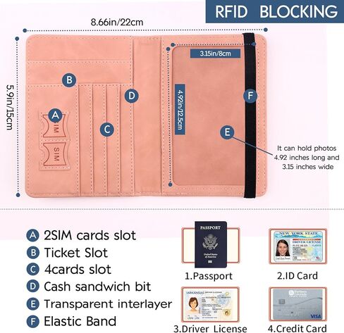 حامل جواز السفر وفتحة بطاقة كومبو RFID من الجلد المخصص لجواز السفر للرجال والنساء واقي غطاء جواز السفر الأمريكي (أزرق لكرة القدم) in Saudi Arabia