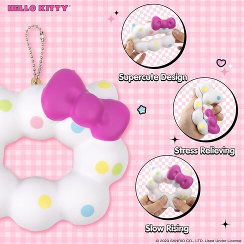 Hame Hello Kitty لطيف Mochi Donut Squishu Squishy Toys - بطيئة الصعود الأسرة مفاتيح لمصالح الحفلات ، كرة التوتر ، هدايا أعياد الميلاد ، kawaii squishy للأطفال ، الفتيات ، الأولاد ، البالغين - أبيض in Kuwait