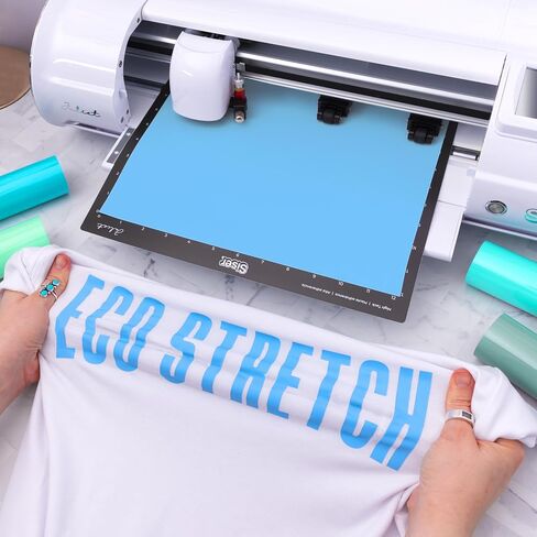 Siser EasyWeed EcoStretch Heat Transfer Vinyl, 11.8" x 5ft Roll (White) - Compatible with Siser, Cricut, Silhouette and Other Professional/Craft Cutters - CPSIA Certified in Saudi Arabia