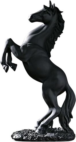 12.2 inches Standing Horse Resin Statue Horse Art Figurine Decorative Home Office Decor Ornaments for Desk Bookshelf Cabinet to Attract Luck and Wealth (Black) in Kuwait