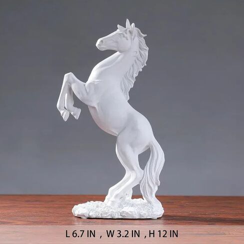 12.2 inches Standing Horse Resin Statue Horse Art Figurine Decorative Home Office Decor Ornaments for Desk Bookshelf Cabinet to Attract Luck and Wealth (Black) in Kuwait