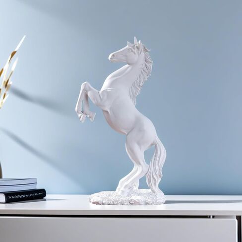 12.2 inches Standing Horse Resin Statue Horse Art Figurine Decorative Home Office Decor Ornaments for Desk Bookshelf Cabinet to Attract Luck and Wealth (Black) in Kuwait