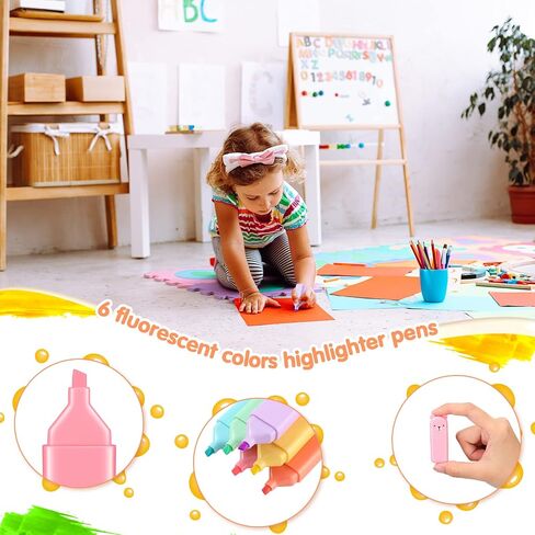 Ireer 18 PCS PTEL TIGHTLIPETRENT ALENS متنوعة للطفل المدرسي 6 ألوان معكرون تلميح Kawaii Marker Mini Cartoon Markers Highlighters لكتابة مكتب رسم الكتابة على الجدران (Bear) in Kuwait