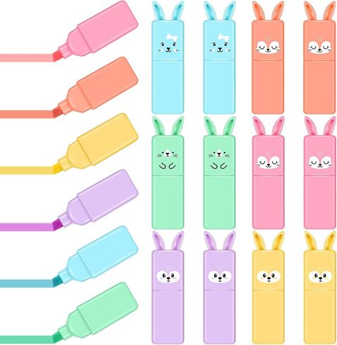 Ireer 18 PCS PTEL TIGHTLIPETRENT ALENS متنوعة للطفل المدرسي 6 ألوان معكرون تلميح Kawaii Marker Mini Cartoon Markers Highlighters لكتابة مكتب رسم الكتابة على الجدران (Bear) in Kuwait