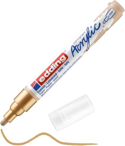 edding 5100 acrylic marker medium - beige - 1 waterproof acrylic paint marker - round nib 2-3mm - acrylic paint pen for drawing on canvas, art paper and wood - acrylic markers for pebbles in Saudi Arabia
