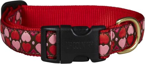 Up Country Valentine and Hearts Pattern Dog Collars and Leashes (All Hearts Dog Collar, Medium (12 to 18 Inches) 5/8 Inch Narrow Width) in Kuwait