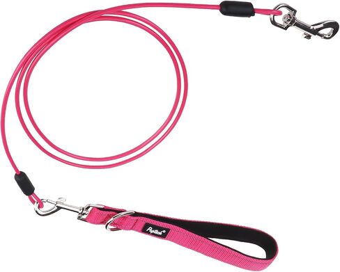 PUPTECK Chew Proof Dog Leash for Small Medium Large Dogs, Heavy Duty Dog Leashes with Padded Handle, Steel Cable Lead with Detachable Short Leash for Training Walking, Hot Pink in Kuwait