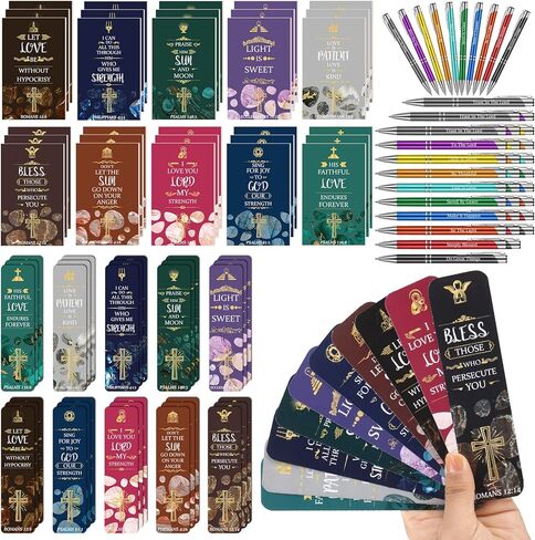 Sinmoe 120 Pcs Mother's Day Bible Gifts Set Include 30 Bible Verses Bookmarks 30 Scripture Ballpoint Pens 30 Christian Notebooks 30 White Organza Bags for Women Party Decoration(Bright Color,Novel) in Kuwait