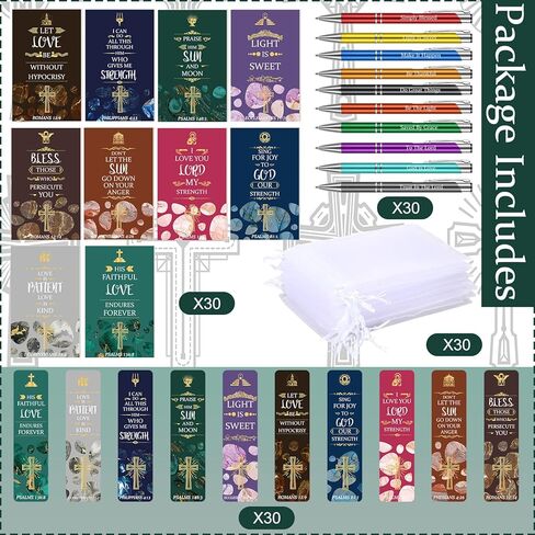 Sinmoe 120 Pcs Mother's Day Bible Gifts Set Include 30 Bible Verses Bookmarks 30 Scripture Ballpoint Pens 30 Christian Notebooks 30 White Organza Bags for Women Party Decoration(Bright Color,Novel) in Kuwait