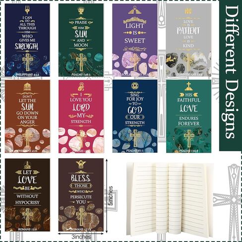 Sinmoe 120 Pcs Mother's Day Bible Gifts Set Include 30 Bible Verses Bookmarks 30 Scripture Ballpoint Pens 30 Christian Notebooks 30 White Organza Bags for Women Party Decoration(Bright Color,Novel) in Kuwait