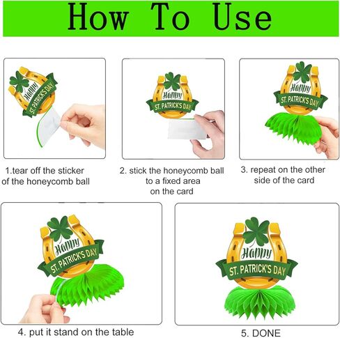 9 PCS St Patricks ديكورات اليوم قرص العسل المركزية ، القديس باتريكز ديكورات الجدول الخضراء 3D الجدول شامروك ديكور القديس باتريك يوم لوازم حفلة in Kuwait