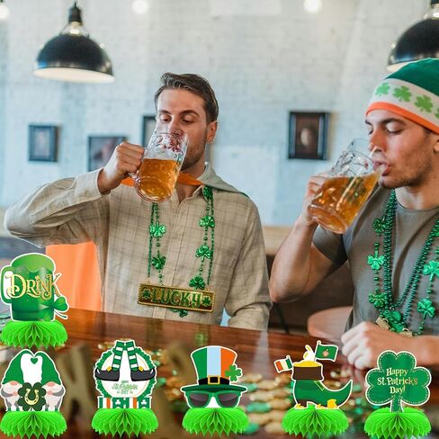 9 PCS St Patricks ديكورات اليوم قرص العسل المركزية ، القديس باتريكز ديكورات الجدول الخضراء 3D الجدول شامروك ديكور القديس باتريك يوم لوازم حفلة in Kuwait