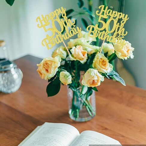 12pcs Happy 50th Birthday Party Centrepiece Gold 50th Table Table Decorations for Girls Boys 50th 50th 50 floral decorations for 50th Birthday Party Supplies (Gold 50th) in Kuwait
