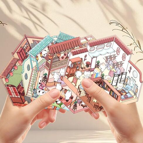 2 Sets Large 3D Sticker Scene 3D House Stickers with Tweezers Make Your Own Supermarket and Bookstore DIY Stickers in Kuwait