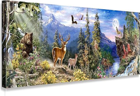YALKIN 5D Diamond Painting Kits for Adults (35.4x11.8inch) DIY Large Forest Full Round Drill Cross Stitch Embroidery Pictures Arts Paint by Number Kits Diamond Painting Kits for Home Wall Decor in Saudi Arabia
