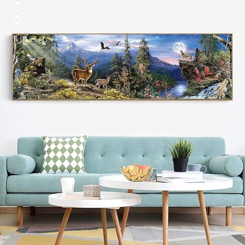 YALKIN 5D Diamond Painting Kits for Adults (35.4x11.8inch) DIY Large Forest Full Round Drill Cross Stitch Embroidery Pictures Arts Paint by Number Kits Diamond Painting Kits for Home Wall Decor in Saudi Arabia