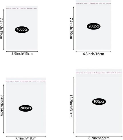 900 Pcs Clear Plastic Bags, 4 Mixed Sizes Resealable Cello Bags Recloseable Cellophane Bags Self Adhesive Cellophane Treat Bags OPP Plastic Bags for Cookies(3.5X6.3'', 4X7'', 5.1X7'',6.7X9.8'') in Kuwait
