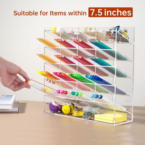 BEYGORM Acrylic Vertical Marker Organizer for 200 Markers,Angled Pen Holders Desktop Organization,Clear Large Stationary Pencil Holder for Desk,Art Supply Storage Organizers for School Supplie in Saudi Arabia