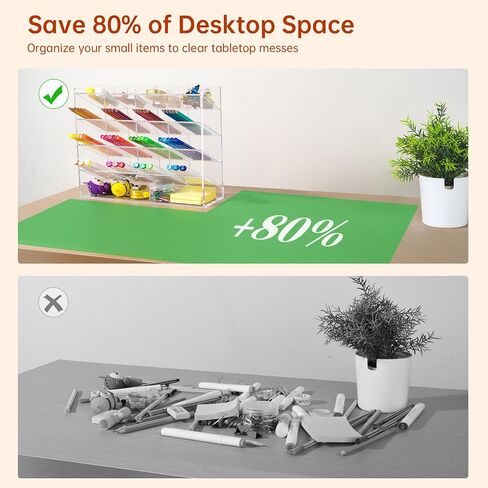BEYGORM Acrylic Vertical Marker Organizer for 200 Markers,Angled Pen Holders Desktop Organization,Clear Large Stationary Pencil Holder for Desk,Art Supply Storage Organizers for School Supplie in Saudi Arabia
