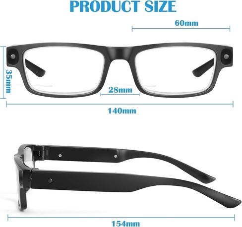 NZQXJXZ 200% Magnifying Glasses with Light,USB Rechargeable LED Lighted Magnifying Eyewear,Hands Free Head Magnifier Eyeglasses for Close Work, Hobbies,Reading,Craft,DIY Black in Saudi Arabia