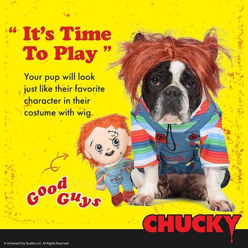 Chucky Halloween Dog Costume - Extra Small - | Horror Movie Halloween Costumes for Dogs, Scary Dog Costumes | Officially Licensed Chucky Halloween Costume for Dogs in Saudi Arabia