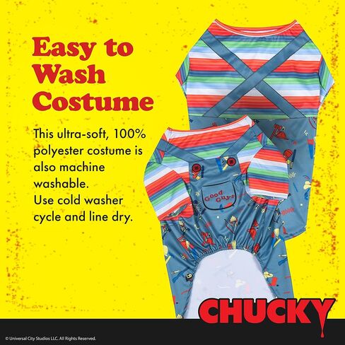 Chucky Halloween Dog Costume - Extra Small - | Horror Movie Halloween Costumes for Dogs, Scary Dog Costumes | Officially Licensed Chucky Halloween Costume for Dogs in Saudi Arabia