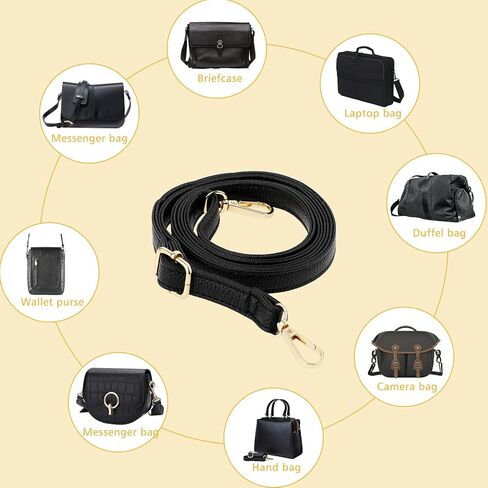 حزام مقبض حقيبة يد محفظة من الجلد الأسود مع مشابك دوارة قابلة للتعديل حزام لسيارة حقيبة الكتف in Kuwait