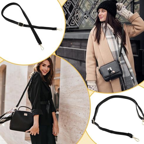 حزام مقبض حقيبة يد محفظة من الجلد الأسود مع مشابك دوارة قابلة للتعديل حزام لسيارة حقيبة الكتف in Kuwait