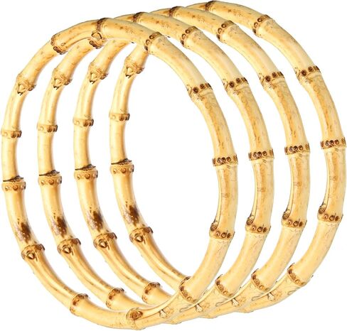 PATIKIL 6.7 Inch Bamboo Purse Handles, 4 Pcs Round Replacement Handmade Rings for Tote Bag Purse Making Decorations, Brown in Saudi Arabia