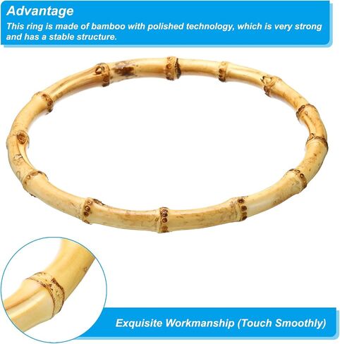 PATIKIL 6.7 Inch Bamboo Purse Handles, 4 Pcs Round Replacement Handmade Rings for Tote Bag Purse Making Decorations, Brown in Saudi Arabia