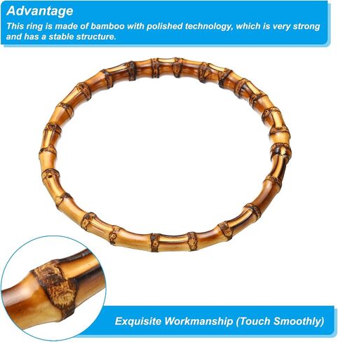 PATIKIL 6.7 Inch Bamboo Purse Handles, 4 Pcs Round Replacement Handmade Rings for Tote Bag Purse Making Decorations, Brown in Saudi Arabia
