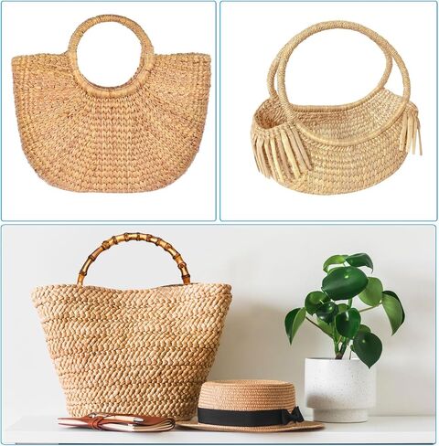 PATIKIL 6.7 Inch Bamboo Purse Handles, 4 Pcs Round Replacement Handmade Rings for Tote Bag Purse Making Decorations, Brown in Saudi Arabia
