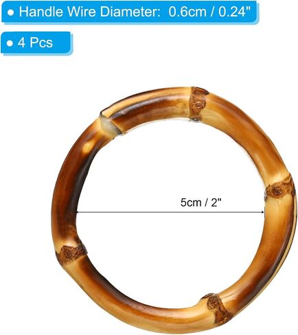 PATIKIL 6.7 Inch Bamboo Purse Handles, 4 Pcs Round Replacement Handmade Rings for Tote Bag Purse Making Decorations, Brown in Saudi Arabia